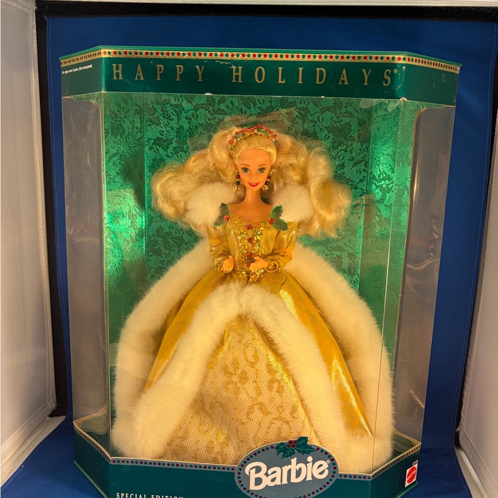 Barbie Gold Gown Holiday Doll with Cream Fur Trim